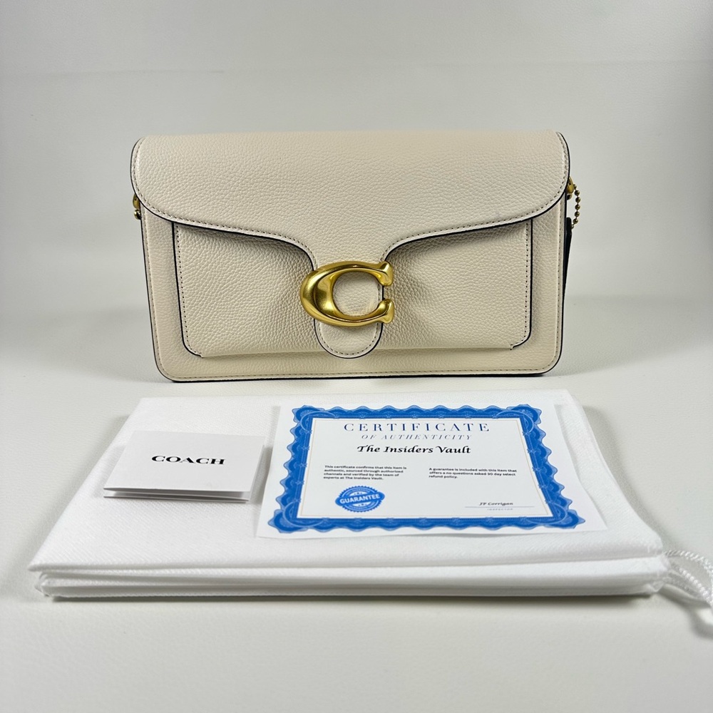 NEW Women’s Coach Tabby 26 Pebbled Leather Shoulder Bag Cream/Off White - Picture 4 of 14